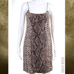 TRACY REESE Brown/Blk Animl Print Bow Back Dress